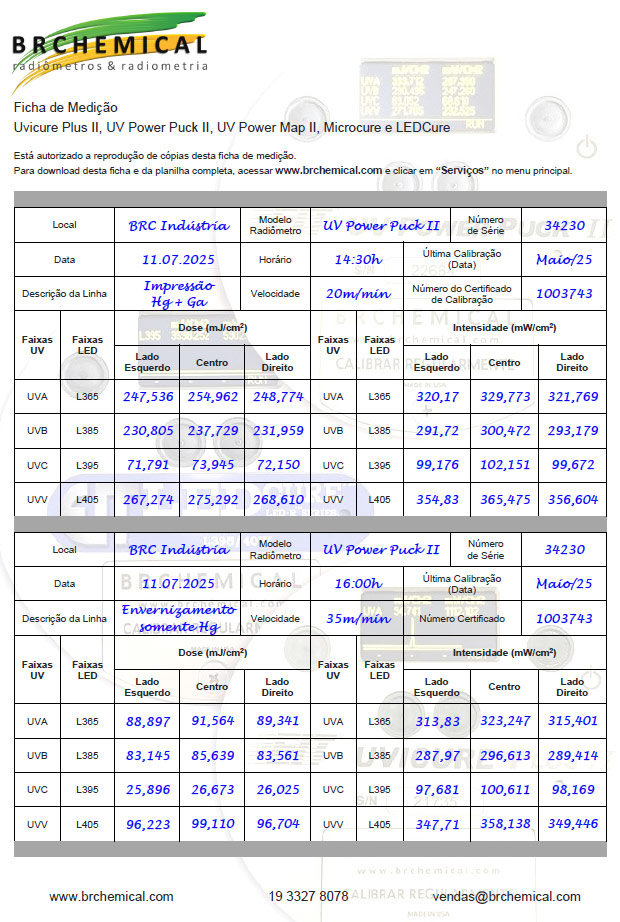 Ficha de Medição BRCHEMICAL